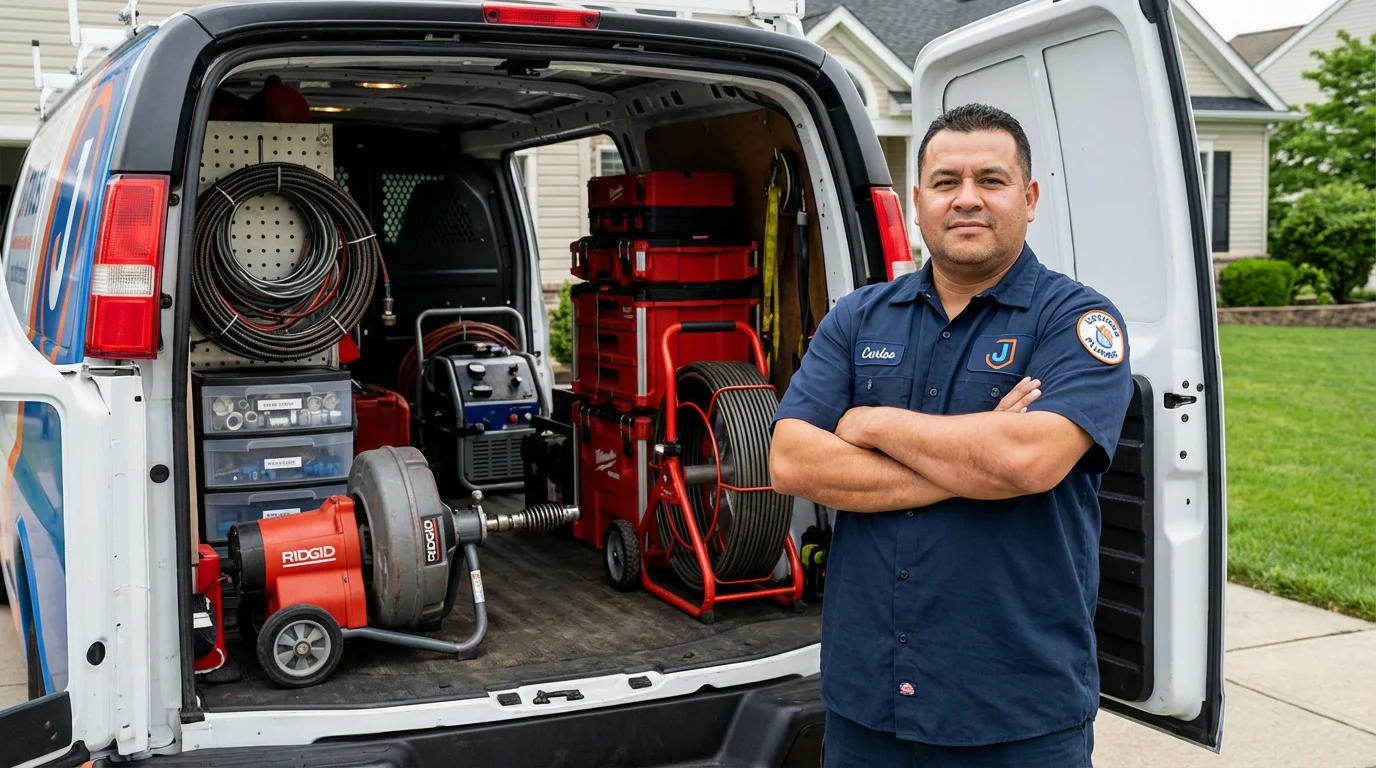 Professional drain cleaning equipment and Johns Plumbing LLC plumber in Wofford Heights