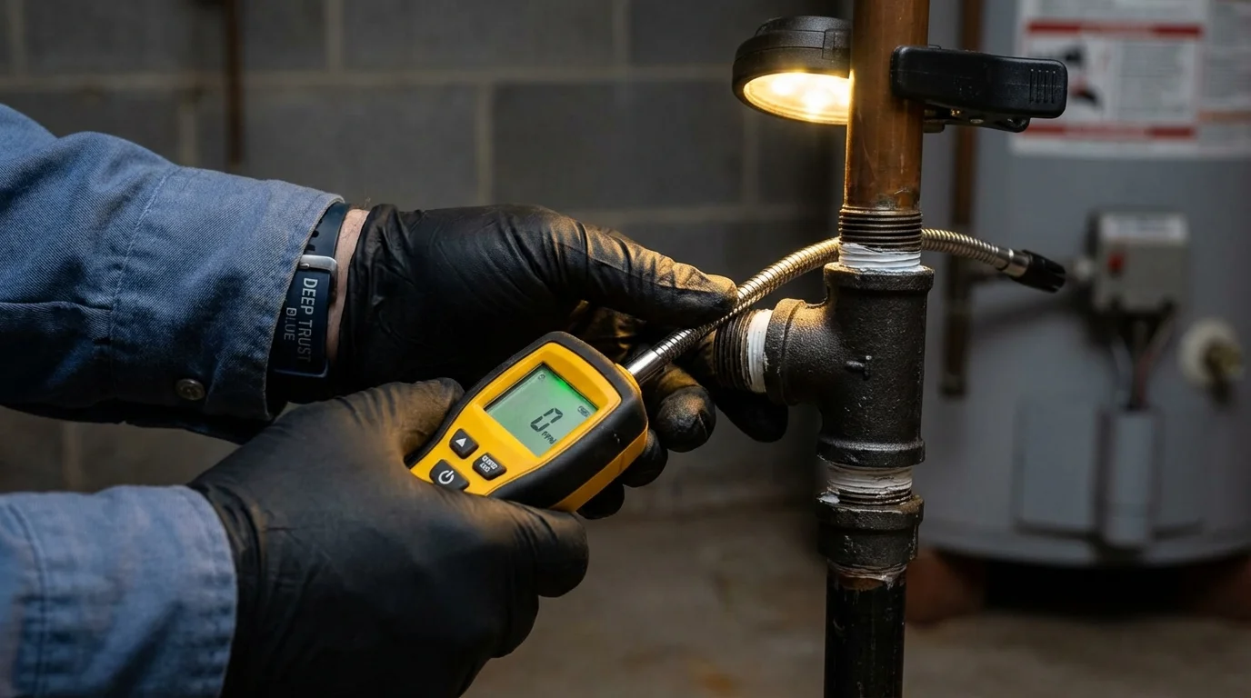 Gas leak detection with electronic sniffer by Johns Plumbing LLC in Wofford Heights