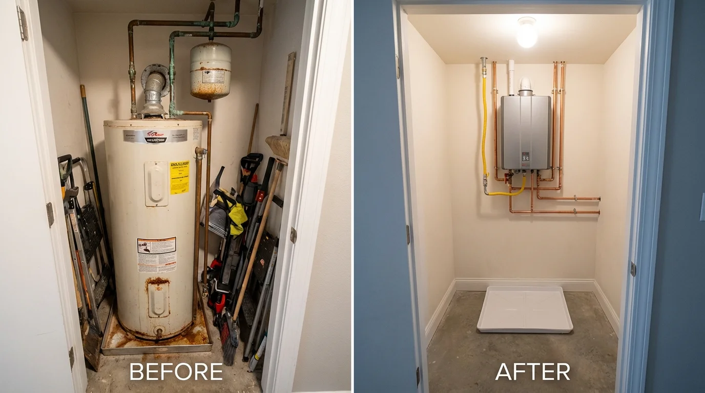 Tank water heater versus wall-mounted tankless unit comparison for Wofford Heights, CA homeowners